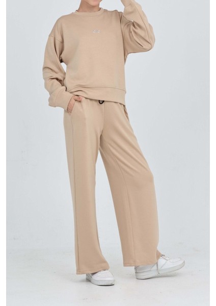 Kız Çocuk Oysho Kumaş Geniş Paçalı Alt- Üst Takım 12312 modelleri