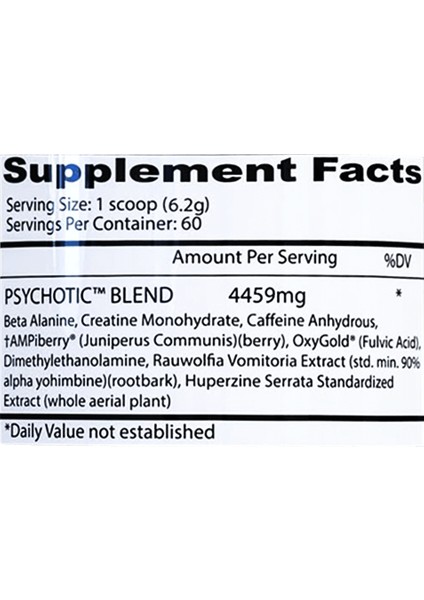 Insane Psychotic Extreme Preworkout 60 Servis fiyatları