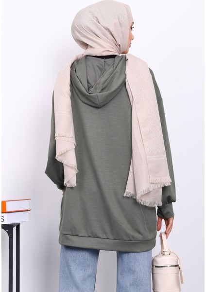 Haki Kapşonlu Çift Cepli Sweat fırsatları