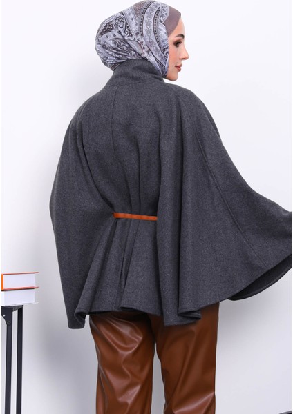 Antrasit Hakim Yaka Bel Kemerli Panço fırsatları