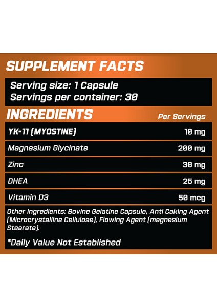Hellsing YK11+DHEA+ZINC 10 Mg 30 Servings Myostatin Inhibitor fiyatları