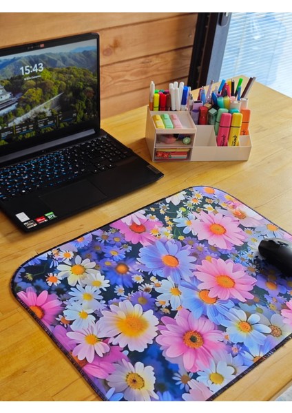 55X45 cm Renkli Papatyalar Kaydırmaz Taban Speed Yüzey Oyuncu Mouse Pad Gaming Pad