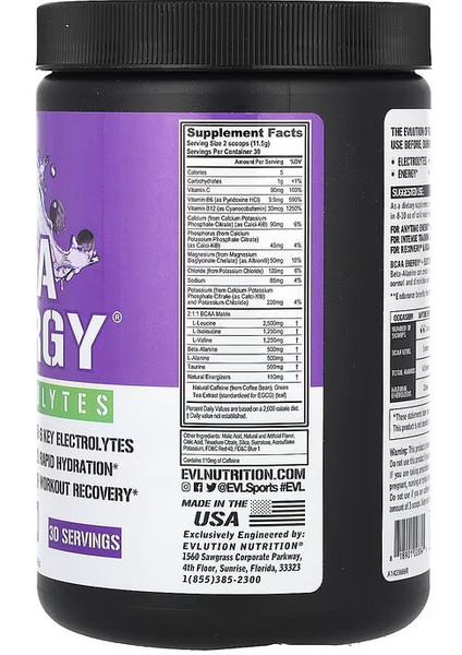 Evlution Nutrition, Bcaa Energy Plus Electrolytes (Beta Alanine+Taurine) fiyatları