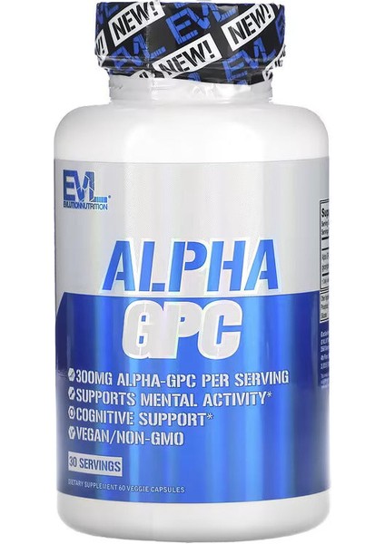 Evlution Nutrition Alpha Gpc Brain Supports Mental Activity And Cognitive 60 Veggie Caps