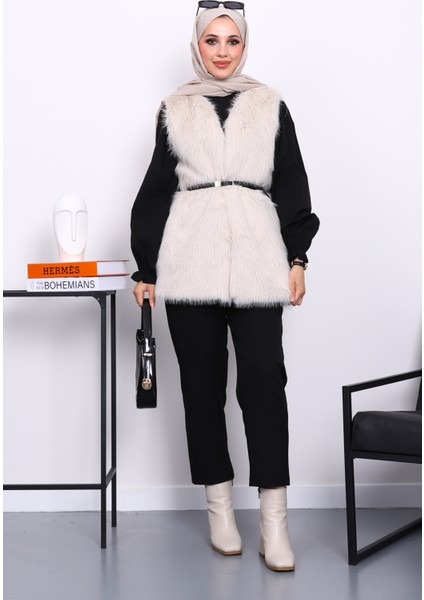 Taş Kemerli Astarlı Kürk Yelek fiyatları