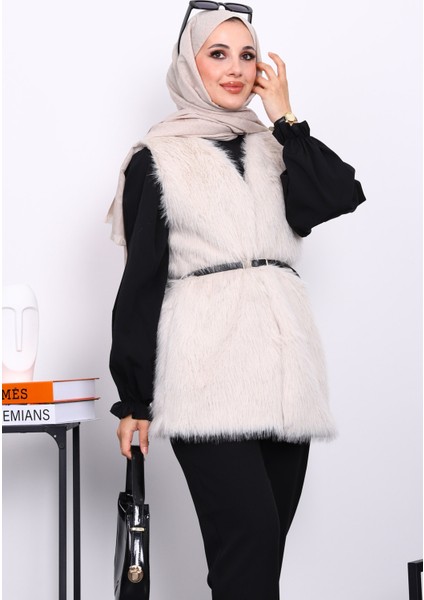 Taş Kemerli Astarlı Kürk Yelek modelleri