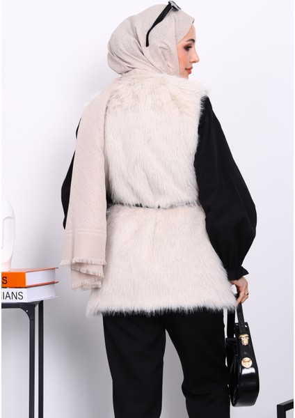 Taş Kemerli Astarlı Kürk Yelek fırsatları