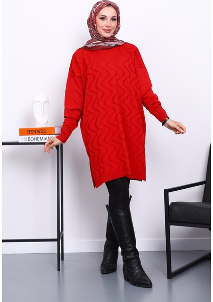 Kırmızı Soğuk İplik Merserize Triko Tunik fiyatları