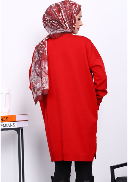 Kırmızı Soğuk İplik Merserize Triko Tunik fırsatları