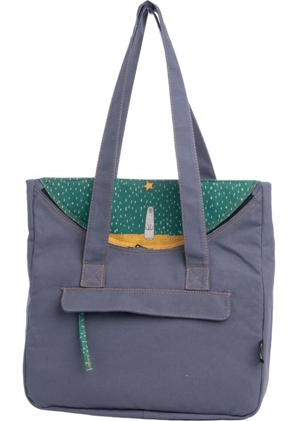 Gri Kutup Ayısı Desenli Canvas Kumaş Omuz Çantası