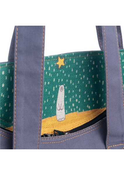 Gri Kutup Ayısı Desenli Canvas Kumaş Omuz Çantası modelleri