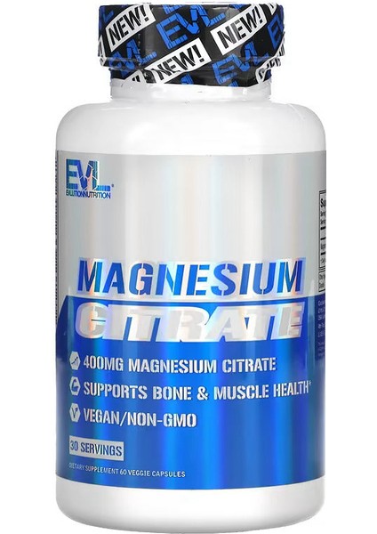 Evlution Nutrition, Magnesium(Magnezyum ) Citrate, 400 Mg, 60 Vegetarian Caps