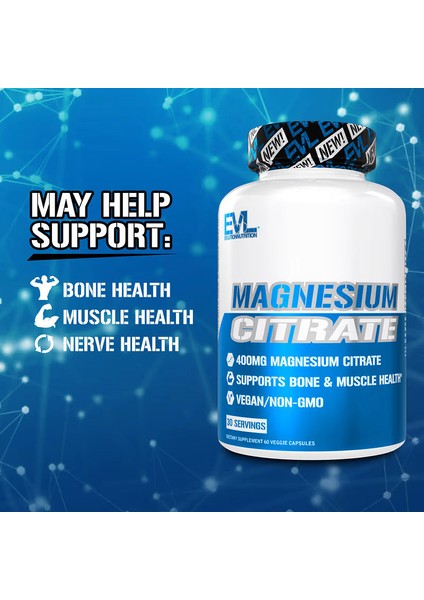 Evlution Nutrition, Magnesium(Magnezyum ) Citrate, 400 Mg, 60 Vegetarian Caps fiyatları