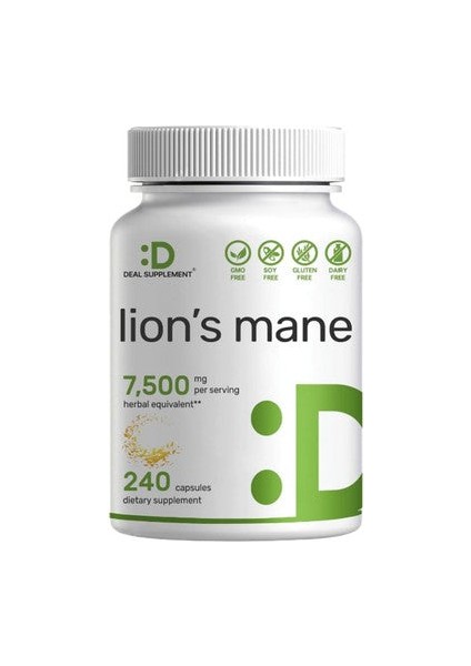 Lions Mane Mushroom Supplement, 7500MG Per Serving 240 Capsules