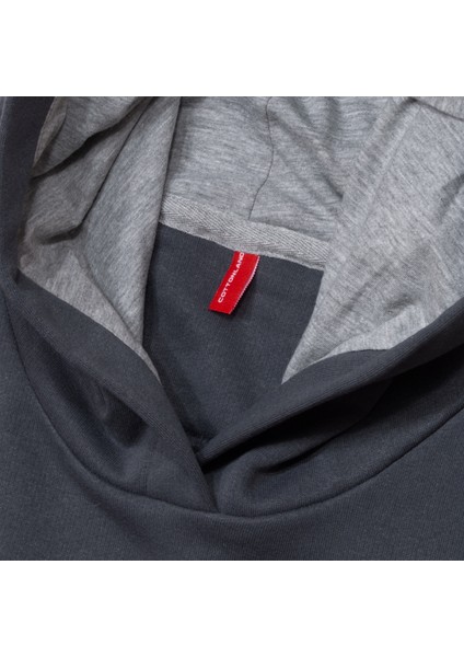Erkek Academy Normal Kesim Kapüşonlu Cepli Üç Iplik Şardonsuz Baskılı Pamuk Sweatshirt fırsatları