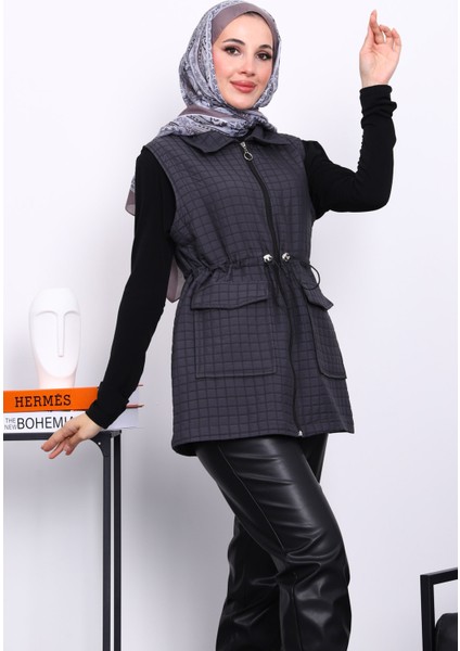 Füme Fermuarlı Kapitone Yelek modelleri