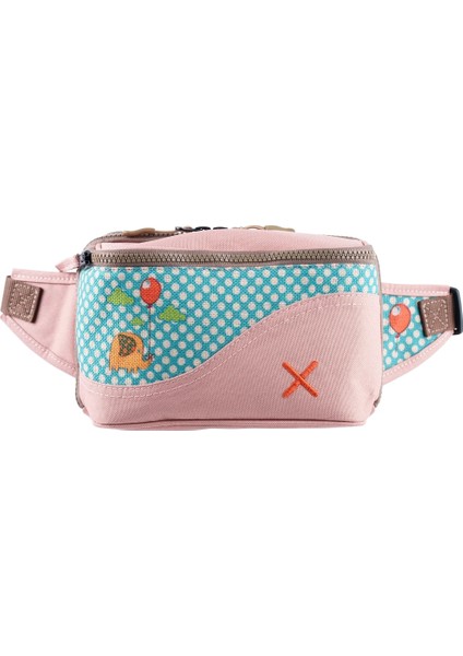 Pembe Fil Desenli Kanvas Unisex Göğüs ve Bel Çantası