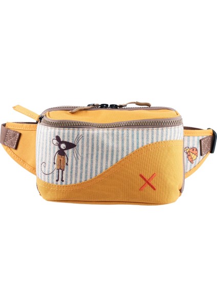 Sarı Fare Desenli Kanvas Unisex Göğüs ve Bel Çantası