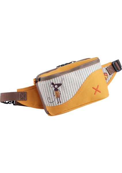 Sarı Fare Desenli Kanvas Unisex Göğüs ve Bel Çantası fırsatları
