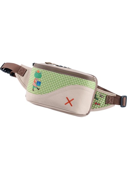 Krem Rengi Kurbağa Desenli Kanvas Unisex Göğüs ve Bel Çantası modelleri