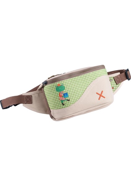 Krem Rengi Kurbağa Desenli Kanvas Unisex Göğüs ve Bel Çantası indirimleri