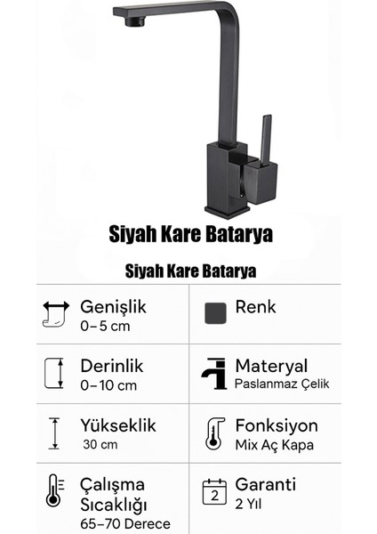 Kare Mutfak Eviye Bataryası Sıcak Soğuk Girişli - 2 Yıl Garantili fırsatları