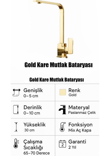 Kare Mutfak Eviye Bataryası Sıcak Soğuk Girişli - 2 Yıl Garantili fırsatları