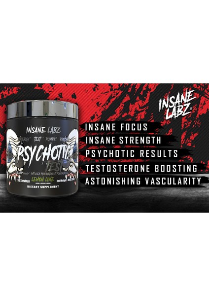 Psychotic Test, High Stim Testosterone Energy & Pump Boosting Pre-Workout Powder fiyatları