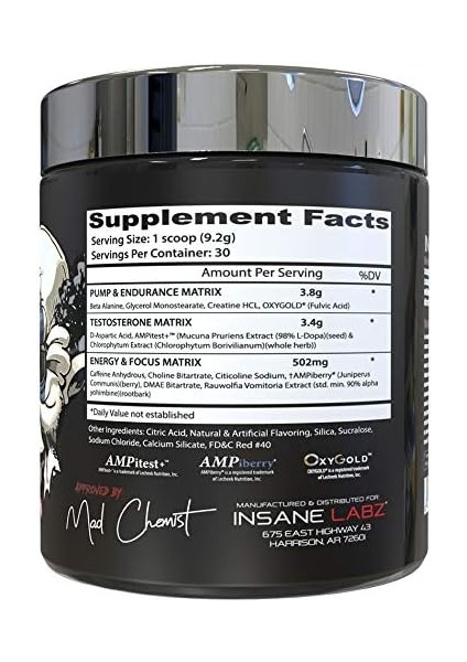 Psychotic Test, High Stim Testosterone Energy & Pump Boosting Pre-Workout Powder modelleri