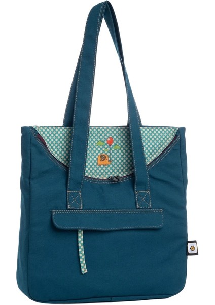 Petrol Mavisi Fil Desenli Canvas Kumaş Omuz Çantası fiyatları