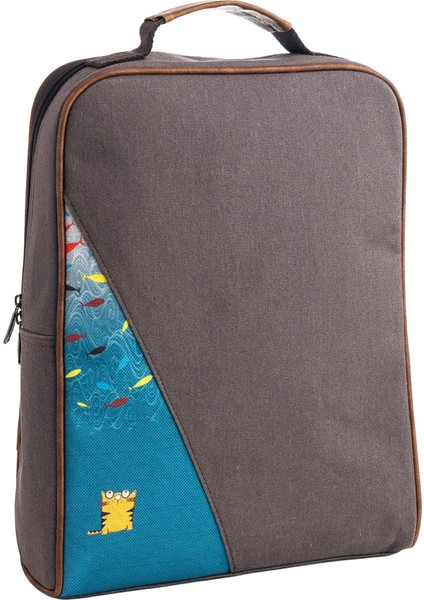 Antrasit Kedi Desenli Üçgen Laptop & Sırt Çantası