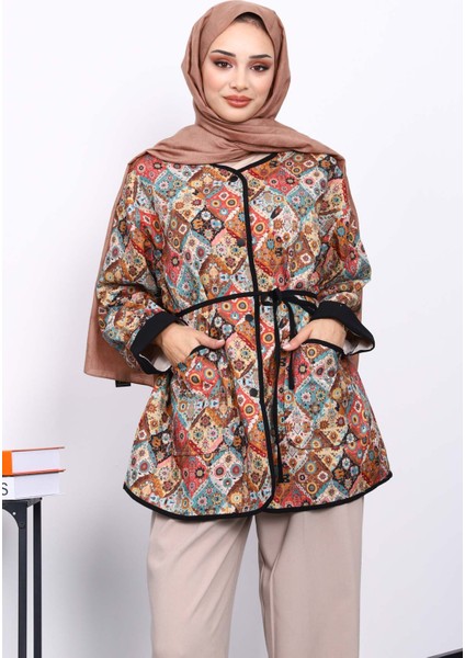 Çağla Etnik Desenli Çıtçıtlı Ceket