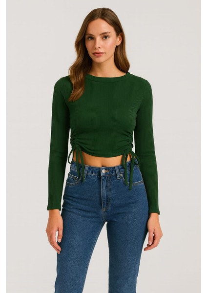 Yanları Büzgülü Fitilli Ince Kazak