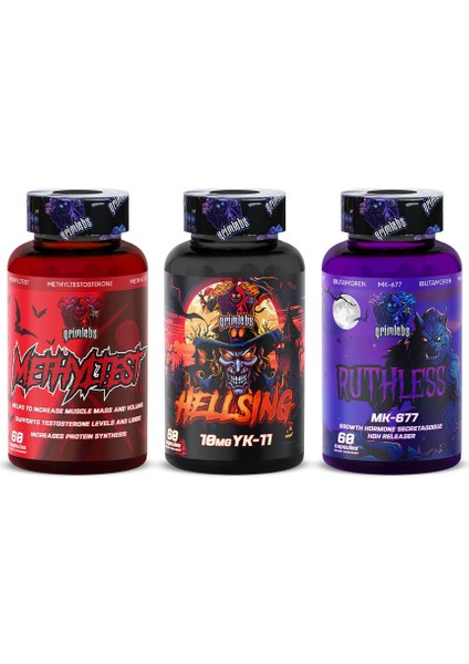 Grımlabs Anabolıc Warfare Stack - Methyltest Testo Booster & YK11 Myostatın & MK677