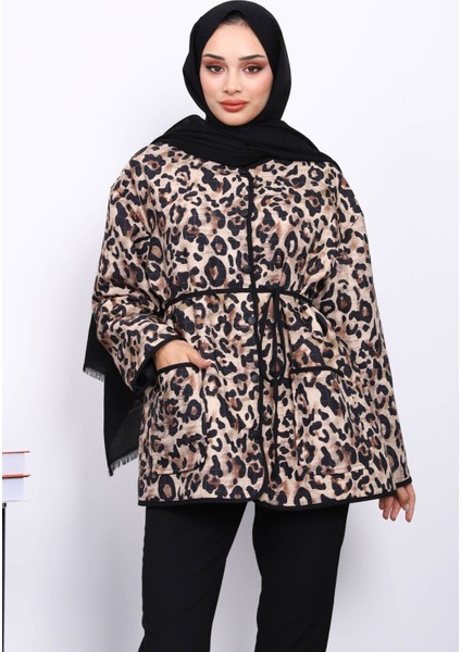 Vizon Desenli Çıtçıtlı Ceket