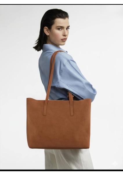 Kadın Büyük Boy Kol Omuz Çantası Taba