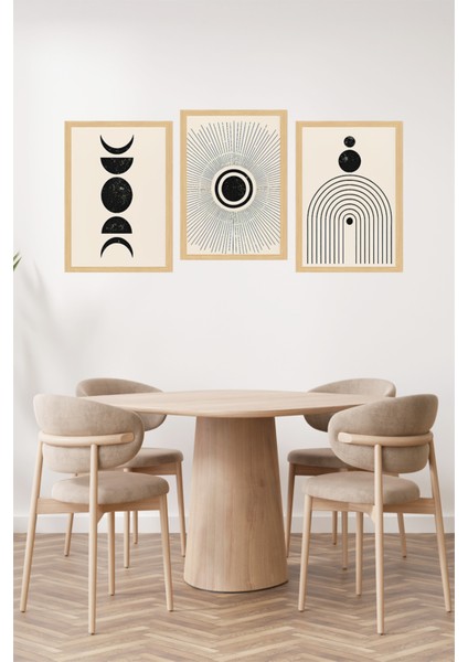 🌙 Güneş, Ay ve Geometrik Enerji Temalı 3’lü Çerçeve Görünümlü Tablo Seti🌟 CRVS1161 13 x 17 fiyatları