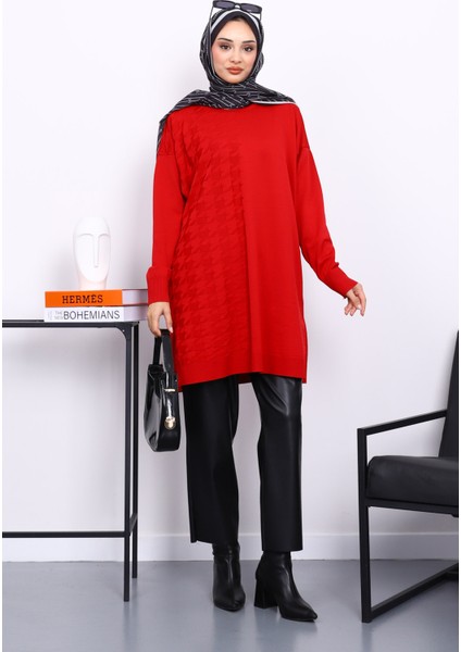 Kırmızı Soğuk İplik Merserize Triko Tunik fiyatları
