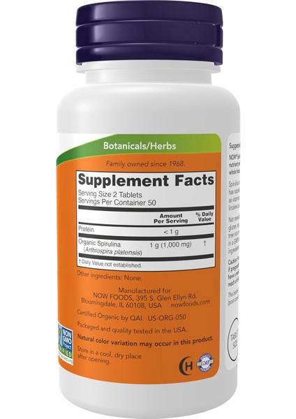Now Organic Spirulina 500 Mg With Vitamins Minerals And Gla Gamma-Linolenic Acid 100 Tablet fiyatları