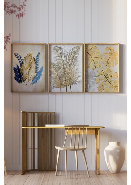 🌿 Doğanın Ferahlığı Evinizde: Yeşil Yaprak Temalı 3’lü Çerçeveli Tablo Seti 🌿 CRV1172 23 x 32 fiyatları