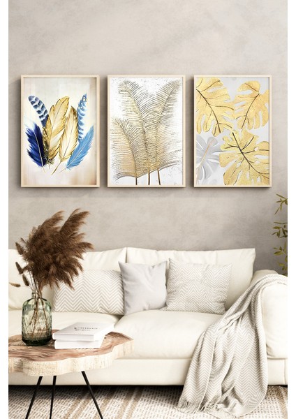 🌿 Doğanın Ferahlığı Evinizde: Yeşil Yaprak Temalı 3’lü Çerçeveli Tablo Seti 🌿 CRV1172 23 x 32 fırsatları