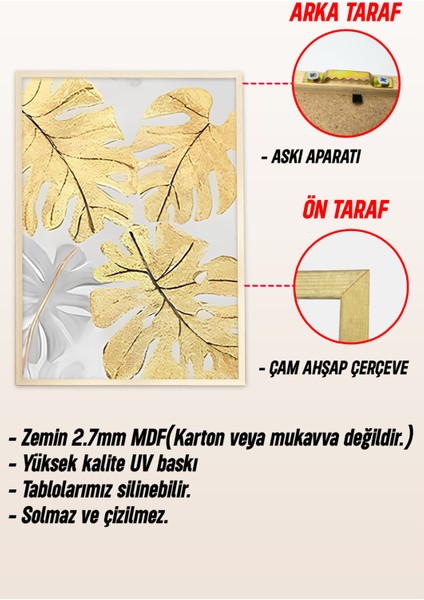 🌿 Doğanın Ferahlığı Evinizde: Yeşil Yaprak Temalı 3’lü Çerçeveli Tablo Seti 🌿 CRV1172 23 x 32