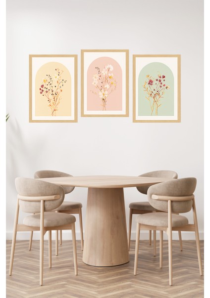 🌸 Pastel Renkli Çiçek Desenli 3’lü Çerçeve Görünümlü Tablo Seti 🌸 CRVS1162 13 x 17 fiyatları