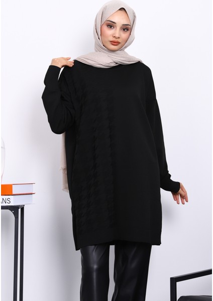 Siyah Soğuk İplik Merserize Triko Tunik