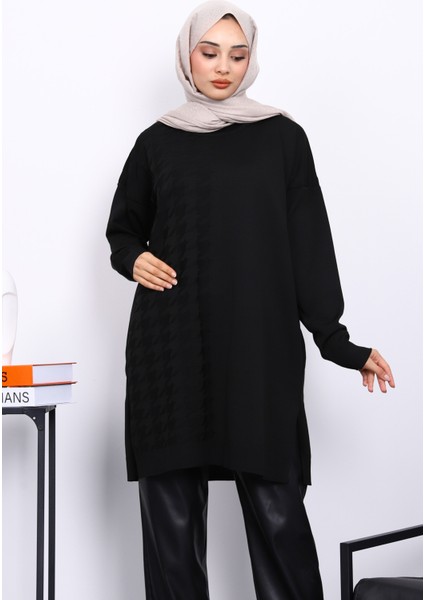 Siyah Soğuk İplik Merserize Triko Tunik modelleri