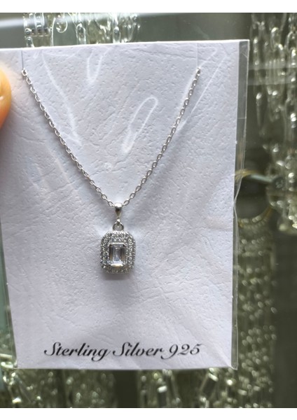 925 Ayar Gümüş Baget Taşlı Kadın Kolye fiyatları