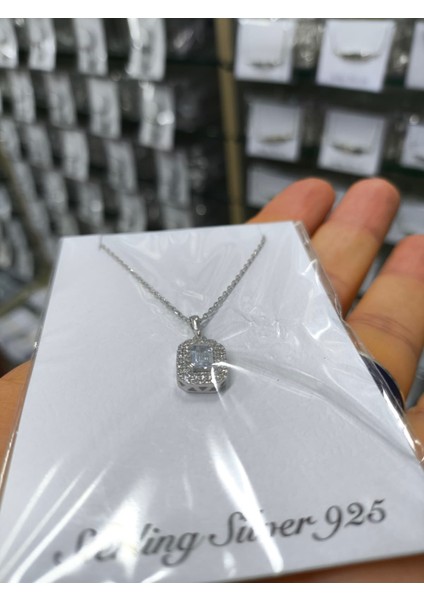 925 Ayar Gümüş Baget Taşlı Kadın Kolye modelleri