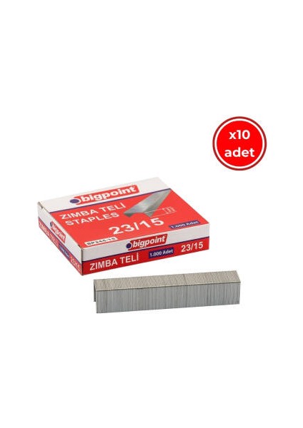 Zımba Teli No: 23/15, 1000 Adet, 10 Adet Kutu, 140 Sayfa