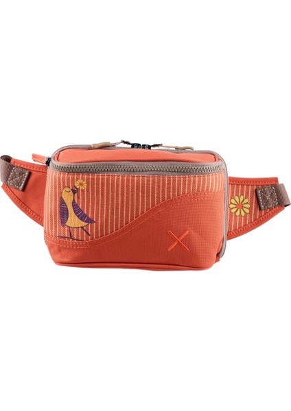 Turuncu Kuş Desenli Kanvas Unisex Göğüs ve Bel Çantası
