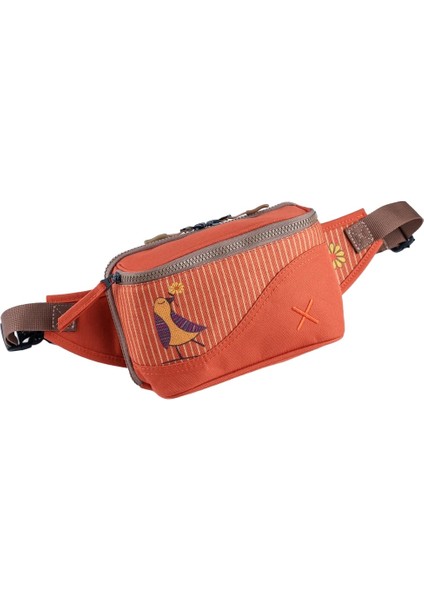 Turuncu Kuş Desenli Kanvas Unisex Göğüs ve Bel Çantası indirimleri